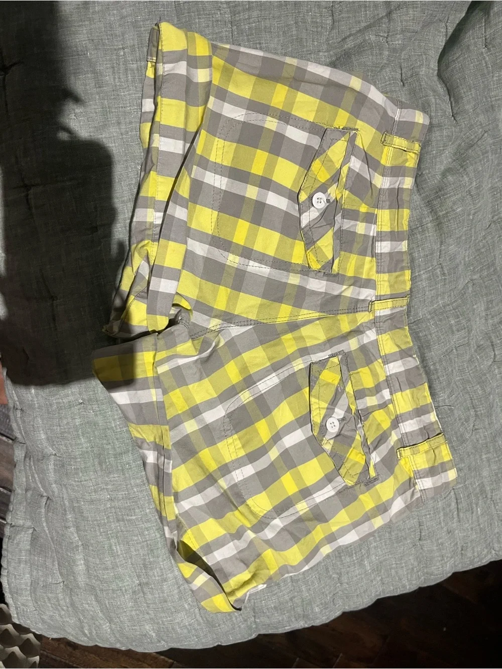 Nike Yellow & Gray Plaid Women’s Athletic Shorts
